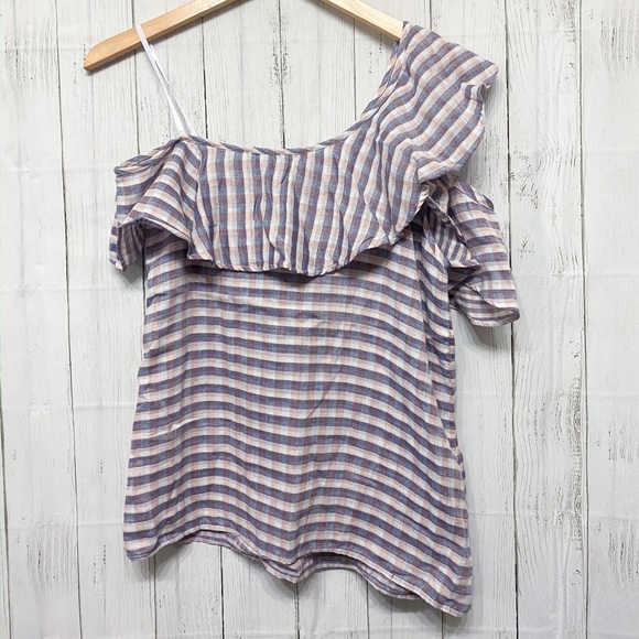 Jessica Simpson Checked Ruffle Top -S - Picture 8 of 9